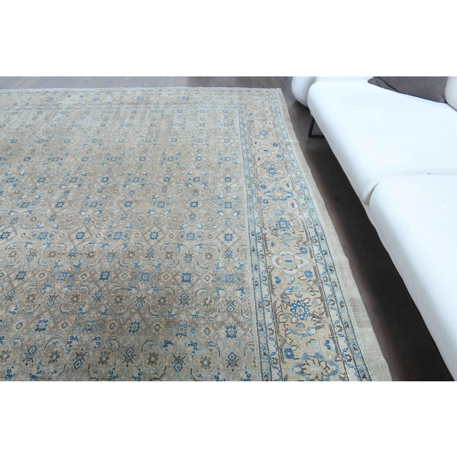 1970s Vintage Persian Handmade Wool Cotton Light Brown Area Rug For Sale - Image 4 of 11