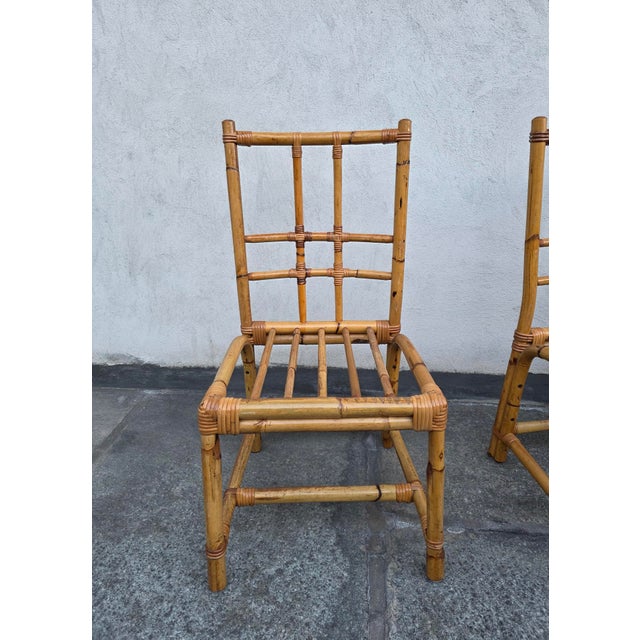 Bamboo Chairs, 1970s, Set of 4 For Sale - Image 4 of 5