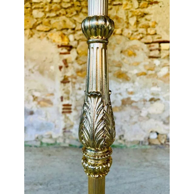 Metal Vintage Floor Lamp with Gilded Brass Decor, 1960s For Sale - Image 7 of 18