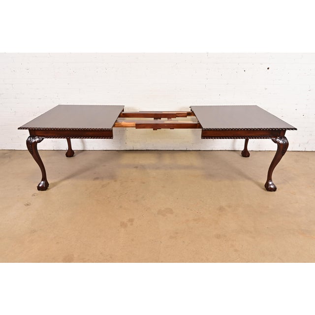 Henredon Style Chippendale Carved Mahogany Extension Dining Table, Newly Refinished For Sale In South Bend - Image 6 of 14