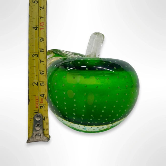 Vintage Italian Murano Attributed Glass Apple Sculptural Paperweight For Sale In San Diego - Image 6 of 7
