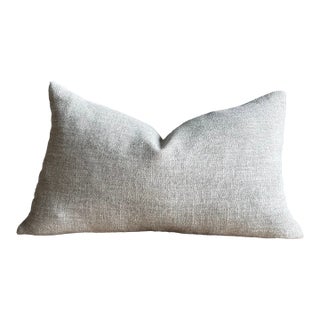 100% Belgian Otis Linen Snow Lumbar Pillow 12" X 20" With Down Insert For Sale