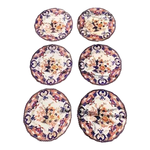 Set of 6 Antique Early 19th Century Masons Imari Colors Dinner Plates
