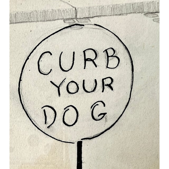 Original Vincenzo Zito Humorous Dog Protest Illustration, Graphite Drawing, 1950s For Sale - Image 9 of 18