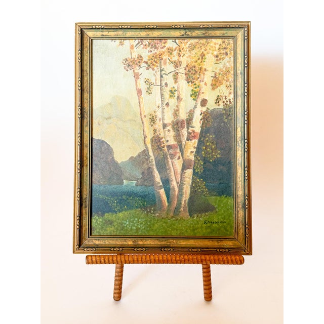 This is a charming small early 20th Century painting on board in a period (likely original) frame, signed in the bottom...