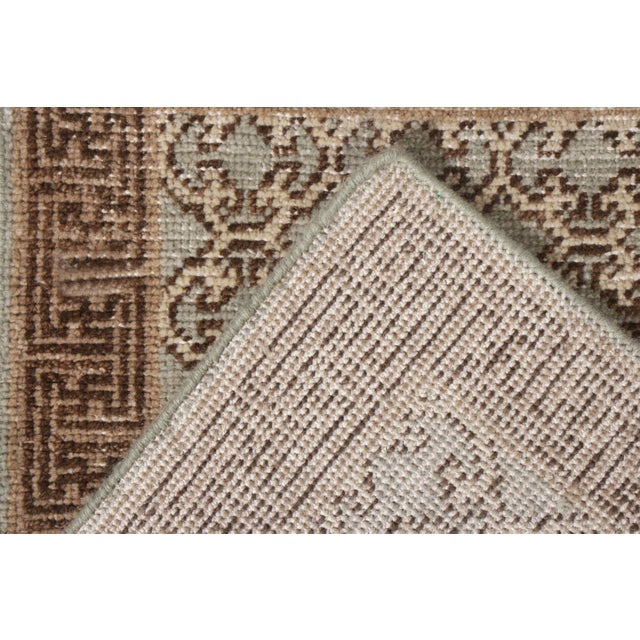 Rug & Kilim’s Khotan Style Rug in Distressed Blue, Beige-Brown Trellis Pattern For Sale In New York - Image 6 of 6