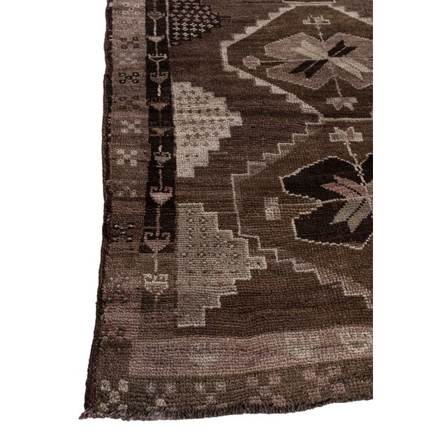 Vintage Circa 1940 Brown Turkish Oushak Hand Knotted Wool Rug 7ft 10in X 12ft 6in For Sale - Image 12 of 14