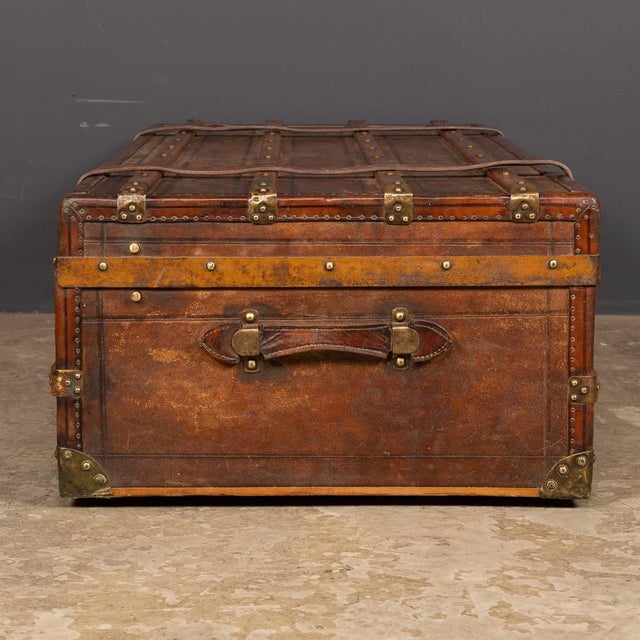 Antique Victorian Leather Travel Trunk, 1870s For Sale - Image 6 of 18