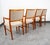 Set of 4 solid teak dining chairs by Svegards, Sweden in off white tan wool tweed fabric. Classic look and design....