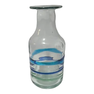 Vintage Hand-Blown Art Glass Ribbed Carafe Bottle Vase