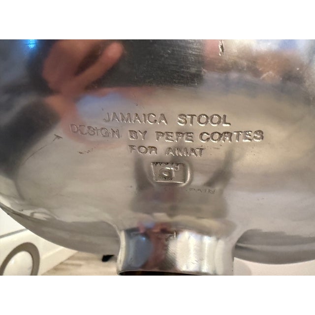 Modern 1990s Set of 4 Jamaica Bar Stools by Pepe Cortés for Amat — Made in Spain, Stamped For Sale - Image 3 of 5