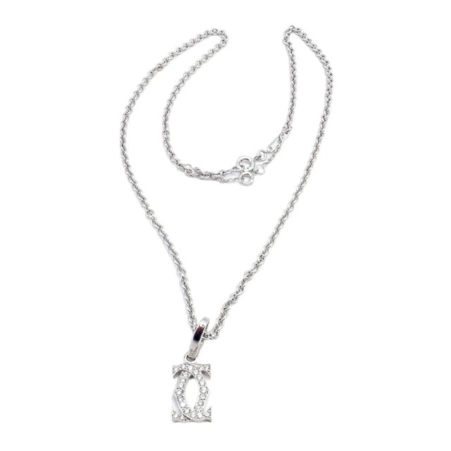 Cartier Double C 18k White Gold Diamond Pendant Necklace *Includes Cartier Box + Certificate booklet for the...