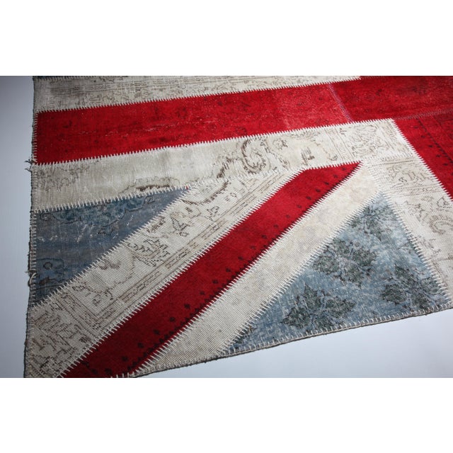 Mid 20th Century Mid 20th Century Contemporary Patchwork Rug With Bold Geometric Cross Design - 6' 6'' X 10' 2'' For Sale - Image 5 of 12