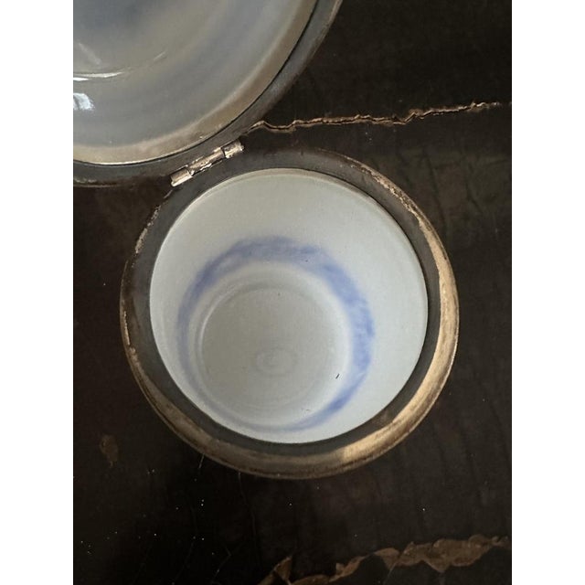 Light Grey Opaline Glass Box with Blue Floral Enamel Decoration, 1890s For Sale - Image 9 of 18