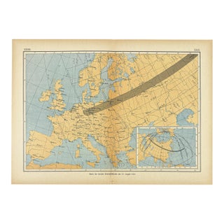 1888 German Total Solar Eclipse Map | Antique Astronomy by Edmund Weiss For Sale