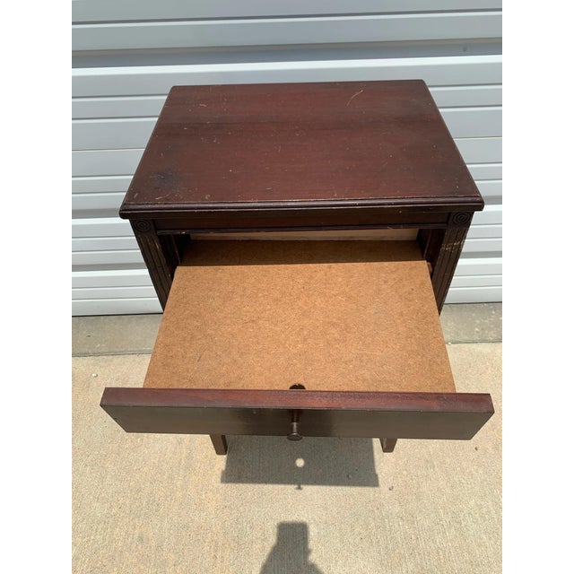 Brown Antique Oak Wood Vintage Nightstand Traditional American Rustic Cabinet For Sale - Image 8 of 10