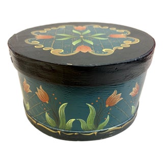 Vintage American Hand-Painted Shaker-Style Bentwood Folk Art Sewing Box For Sale