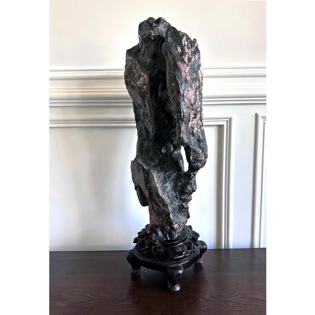 Large Chinese Scholar Rock Lingbi Stone on Display Stand For Sale - Image 14 of 18