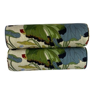 Early 21st Century Gp&j Baker Nympheus Floral Bolsters Pillows- a Pair For Sale