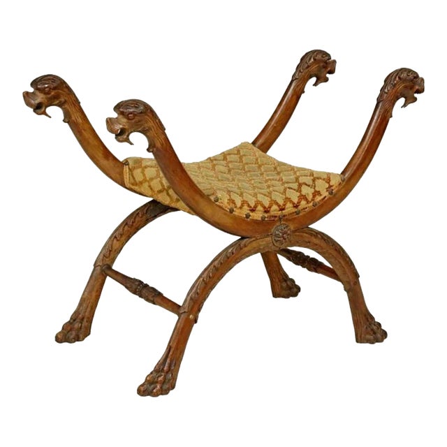 19th Century Italian Renaissance Revival Curule Stool For Sale