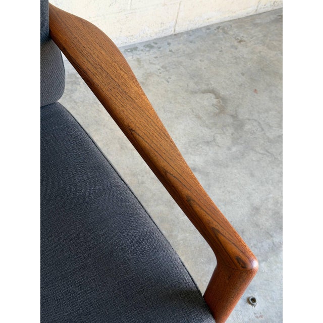 Teak Black 3 Seater Sofa Couch Mid Century Modern Wooden Living Room Lounge Denmark 1960s For Sale - Image 11 of 15