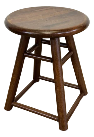 Vintage Round Swivel Top Wooden Stool