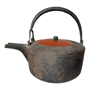 Rare Antique Early 19th Century Japanese Cast Iron Lacquer Sake Kettle Tea Pot