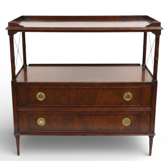 Wood Mid-Century Regency Style Mahogany & Brass Server / Etagere / Cabinet / Bar For Sale - Image 7 of 7