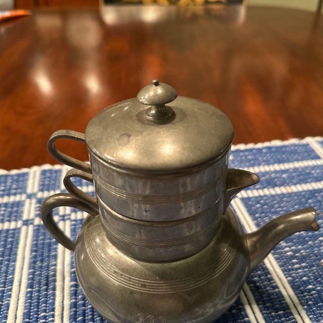 1920s 1920s Pewter by Rice Child’s Size Stacking Tea Set For Sale - Image 5 of 12