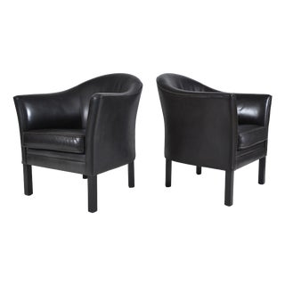 Leather Model MH80 Queen Chairs by Lars Kalmar for Mogens Hansen, Denmark, 1970s, Set of 2 For Sale