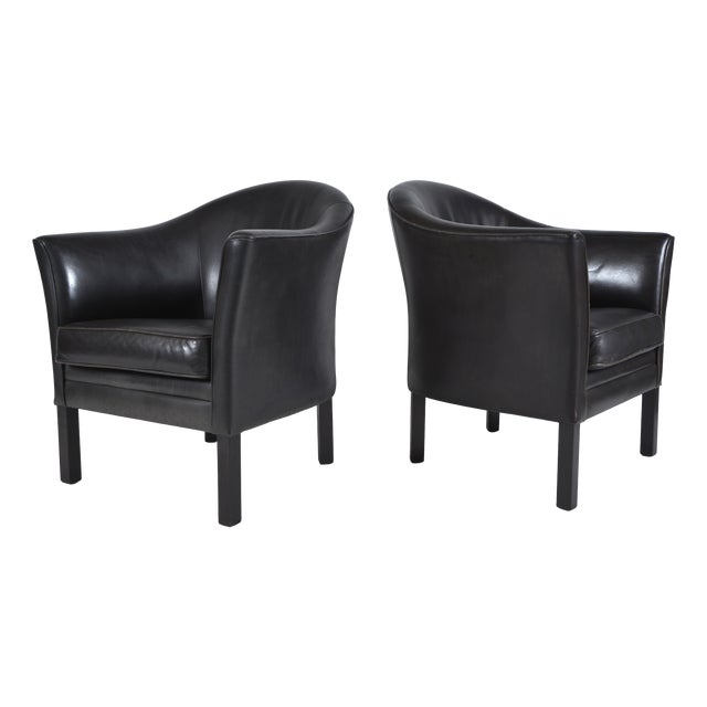 Leather Model MH80 Queen Chairs by Lars Kalmar for Mogens Hansen, Denmark, 1970s, Set of 2 For Sale