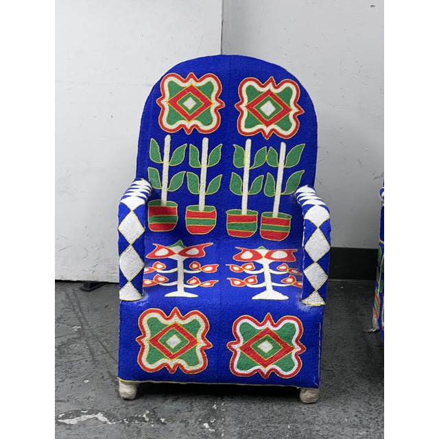Nigerian Yoruba Tribal Hand Beaded Chairs From Luingisa African Gallery