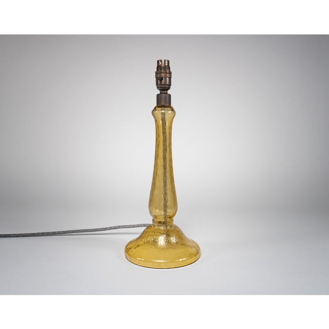 Vintage Italian Dimpled Textured Amber Glass Table Lamp, 1950s For Sale - Image 6 of 6