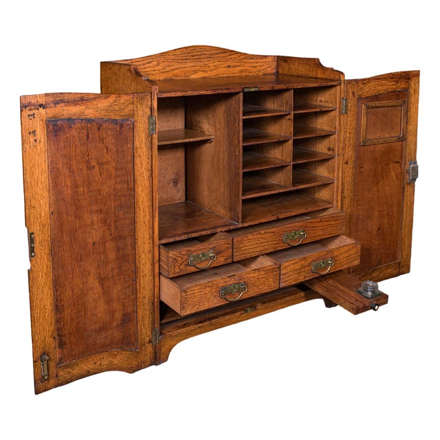 Antique Estate Gamekeeper's Cabinet, Scottish, Oak, Clerk's Cupboard, Victorian For Sale