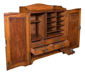 Antique Estate Gamekeeper's Cabinet, Scottish, Oak, Clerk's Cupboard, Victorian