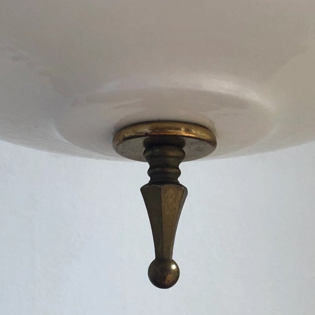 Mid-20th Century Milk Glass Floral Pendant Light For Sale - Image 4 of 12