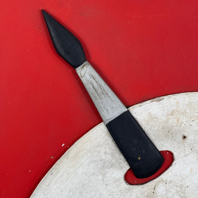 Red Vintage French Equilateral Triangular Shaped Red Trade Sign for Art Studio / Shop For Sale - Image 8 of 9