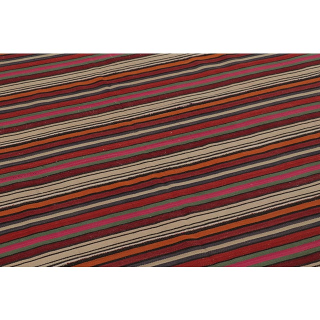 Vintage Persian Kilim, Stripes in Rich Red and Vibrant Jewel Tones - Rug & Kilim For Sale In New York - Image 6 of 8