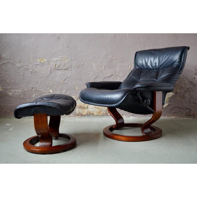 Boho Chic Set of Vintage Norwegian Lounge Chair & Ottoman from Ekornes, 1980s For Sale - Image 3 of 18