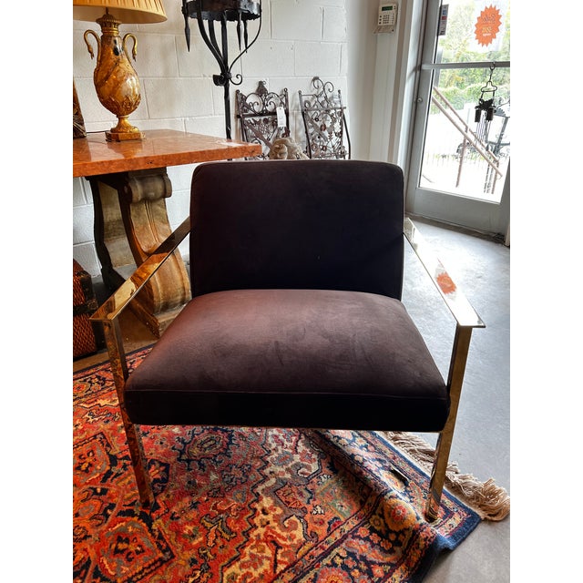Pair of Dark Velvet Chairs For Sale - Image 4 of 8