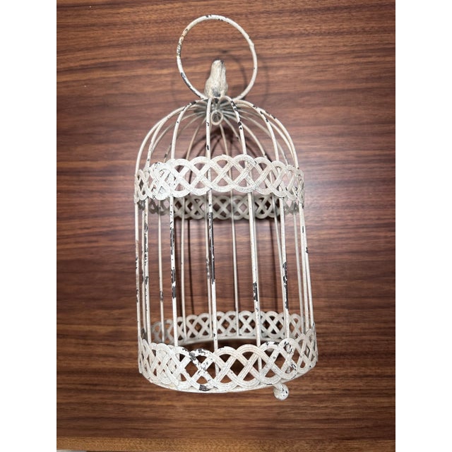 Late 20th Century Bird Cage Cloche Distressed Metal Decor Indoors or
