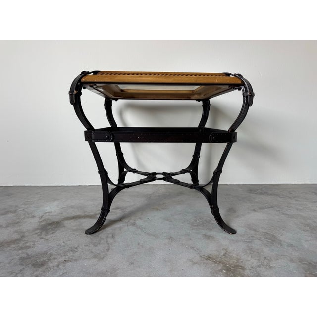 Wood Vintage Adnet Hermès-Style Equestrian Strap End Table/ Sold For Sale - Image 7 of 12