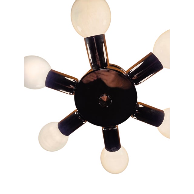 Vintage Space Age Chrome Sputnik Ceiling Light Mid Century Mount Chandelier For Sale - Image 9 of 10