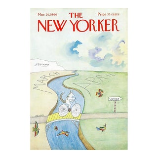 1966 Vintage New Yorker Magazine Cover, March 26, Saul Steinberg Cover Art, Seasons For Sale