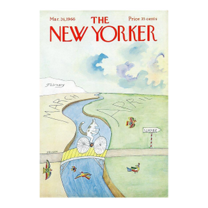 1966 Vintage New Yorker Magazine Cover, March 26, Saul Steinberg Cover Art, Seasons