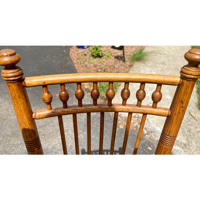 Late 19th-Century Victorian Solid Oak "Ball & Stick" Highchair With Hand-Woven Cane Seat For Sale - Image 15 of 18