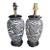 Vintage Ceramic Zebra Striped Black White Regency Table Lamps- A Pair For Sale