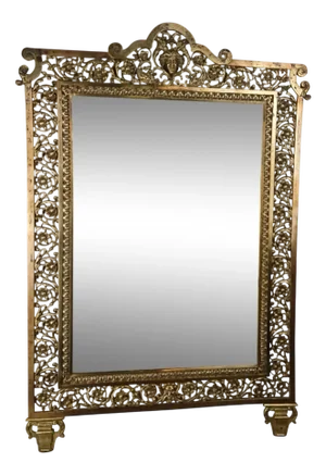 Brass Wall Mirror, Early 1900s