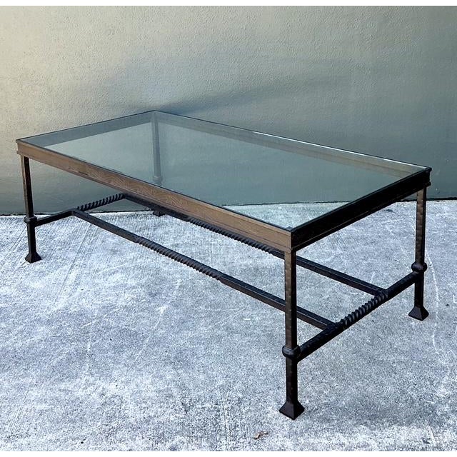 Vintage Hammered Wrought Iron Coffee Table For Sale In West Palm - Image 6 of 12