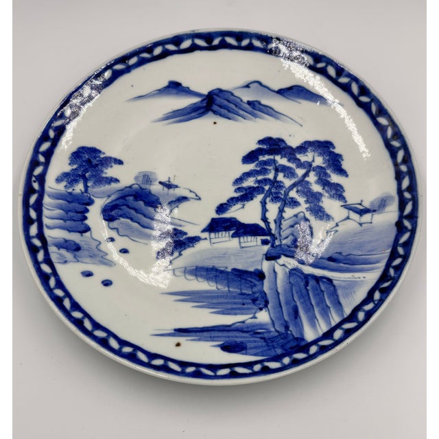 Blue Imari Japanese Meiji Period Blue & White Ceramic Porcelain Charger Plate For Sale - Image 8 of 9